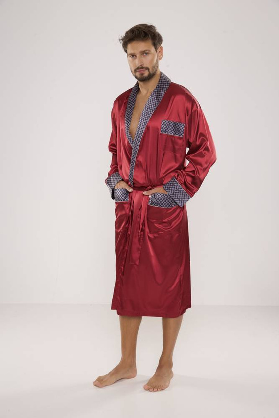 940 Halat de baie din satin pentru bărbați Forex - maro