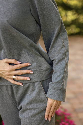 Trening de dama Maio Mirale, bumbac 95% bumbac 5% elastan, productie poloneza - set sport elegant - gri