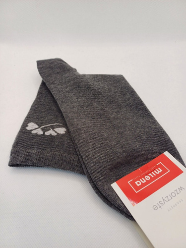 Milena 0200-178 – Ciorapi dama din bumbac cu model mic si fir de lurex | Producție poloneză - melange închis