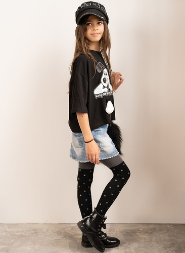 Colanți Twilight 2527 Knittex 50 denier – negri cu model de stea argintie | La modă și eleganți