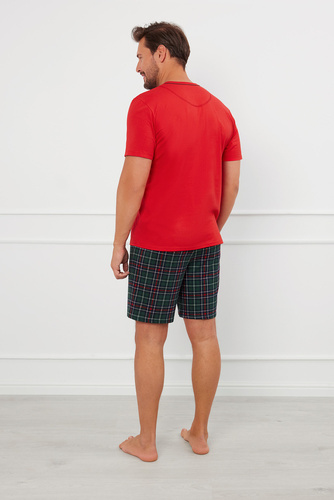 Fogo Pijama cu mânecă scurtă pentru bărbați, pantaloni scurți Italian Fashion - roșu/print 