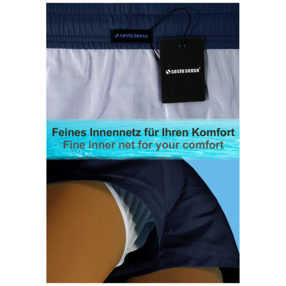 Sesto Senso șorturi de baie bărbați uscare rapidă plajă cu buzunare navy