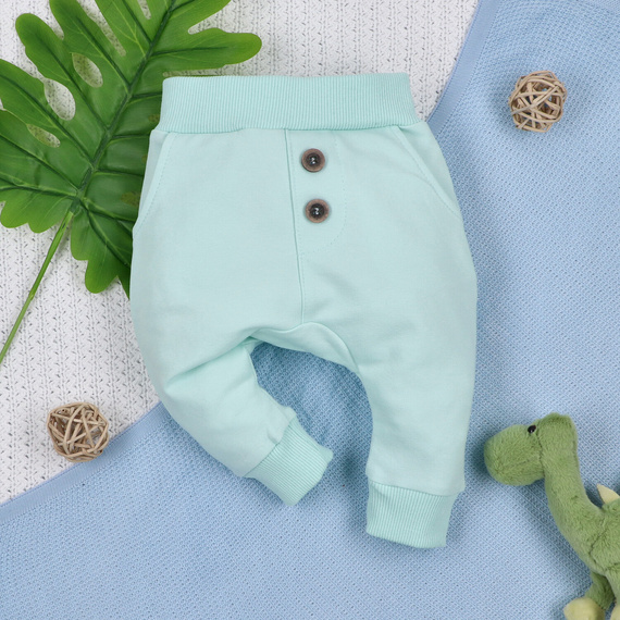 Pantaloni de trening pentru copii Nini, model din bumbac organic, cu talie confortabilă, ABN-5574, model din dinți exploratori de dinozauri
