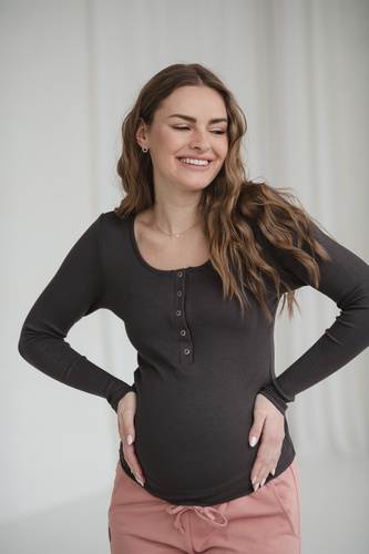 Bluză graviditate și alăptare Tummy Milk&Love vâscoză graphite