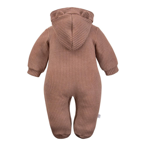 Salopeta bebe Beary Cool Eevi - pulover bej cu gluga si urechi
