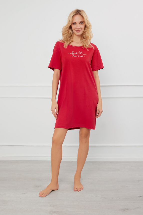 Evora cămașă de noapte cu mânecă scurtă Italian Fashion- roșu 