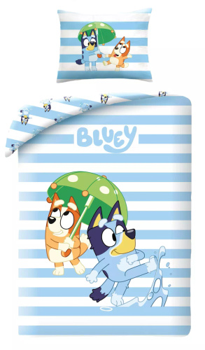 Lenjerie de pat din bumbac Halantex Bluey 140x200 reversibilă 70x90 albastră