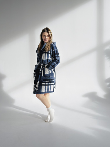 031 De Lafense pătură halat de baie - cald fleece femei halat de baie Super Cozy, albastru