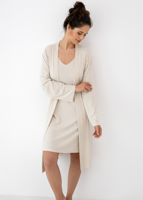 Set Julienne Sensis bej – cămașă de noapte + halat din vâscoză