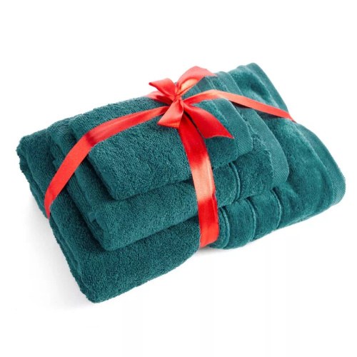 Set prosoape Eurofirany 3 piese moi absorbante elegante premium Sibel dark turquoise