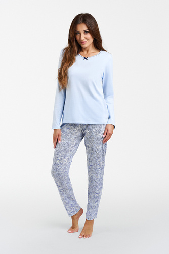 Salli Pijama de damă cu mânecă lungă și pantaloni lungi Italian Fashion - albastru/print