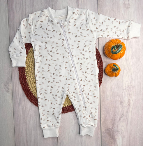 Salopă pentru bebeluși Mamatti PS15441 frunze – fără picioare, bumbac