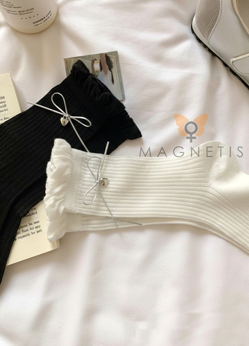 Magnetis CC-251103 șosete damă bumbac cu volănaș și fundiță white