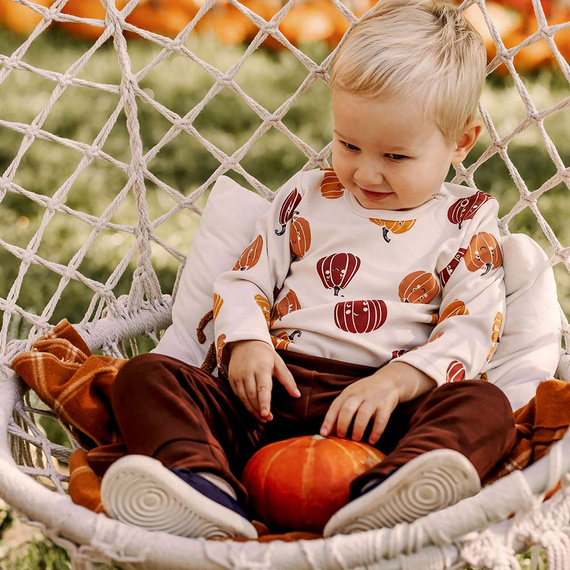 Body pentru bebeluși Halloween Eevi – ecru, dovleci, bumbac