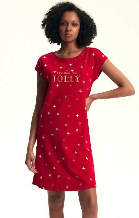 43720 Dotie Cămașă de noapte de Crăciun pentru femei Henderson - Bumbac, Mânecă scurtă