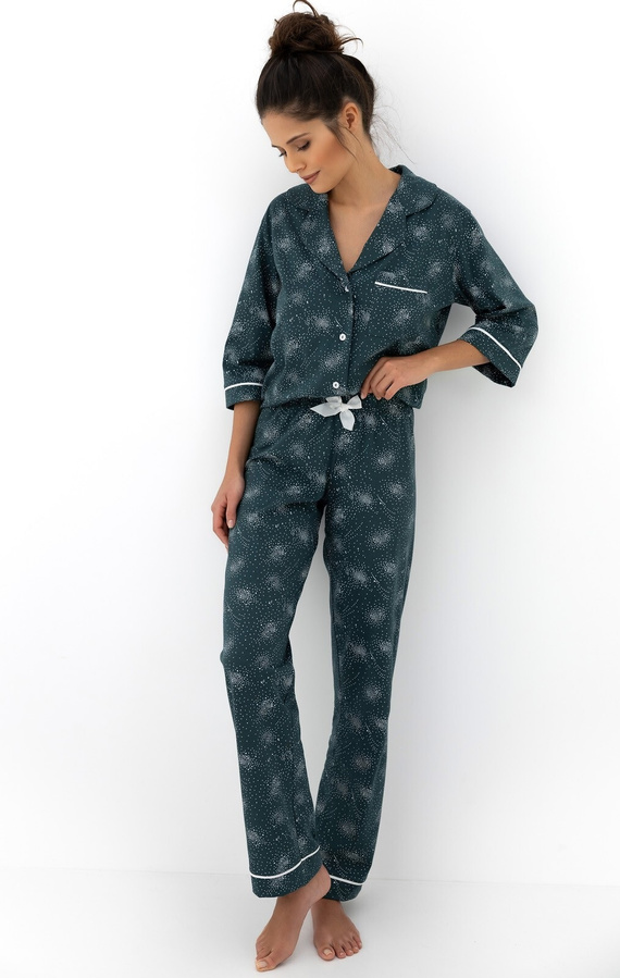 Sydney Sensis Pajamas Green – pijamale elegante pentru femei din bumbac cu nasturi