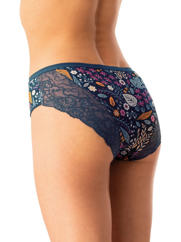 Slip dama din bumbac Key LPC 570 bleumarin zmeura - set 2 piese in cutie, croiala confortabila