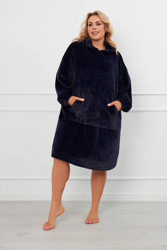 Forio Bluză cu glugă și pătură unisex Italian Fashion - albastru marin