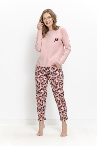 Pijamale damă Taro Ardenia 3625 roz, 100% bumbac, mânecă lungă, 7/8
