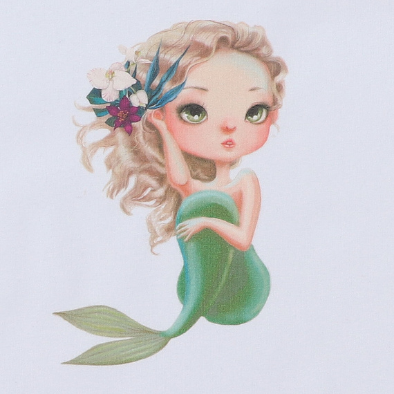 KAR-4007/BIA Tricou fetita cu maneca scurta Lagarto Verde alb