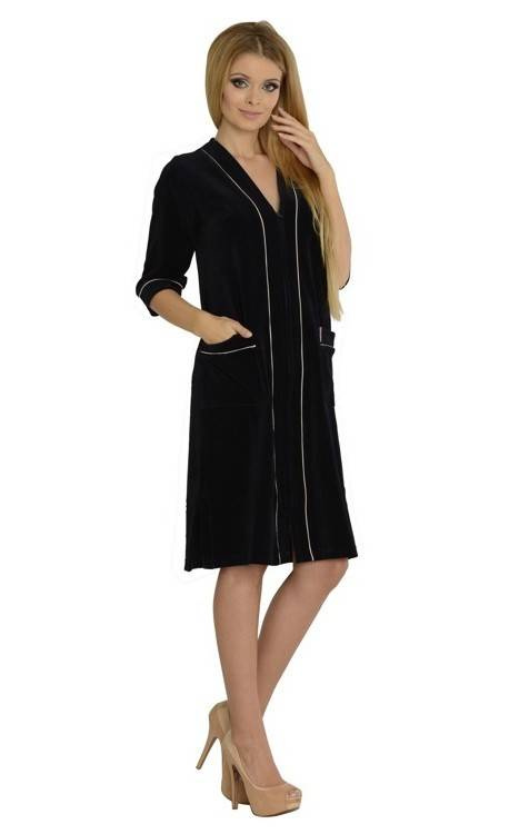 974 / 352 Velour Halat de damă Forex - albastru marin