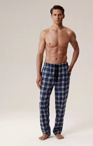 NMB -045 Gri Atlantic – Pantaloni de pijama bărbătești din flanel în carouri