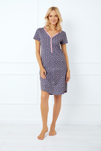 Tiana cămașă de noapte și cămașă de alăptare, cu mânecă scurtă Italian Fashion - print