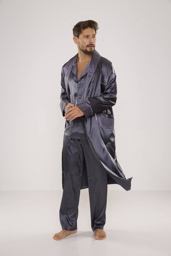 939 Pijama gri satinată pentru bărbați
