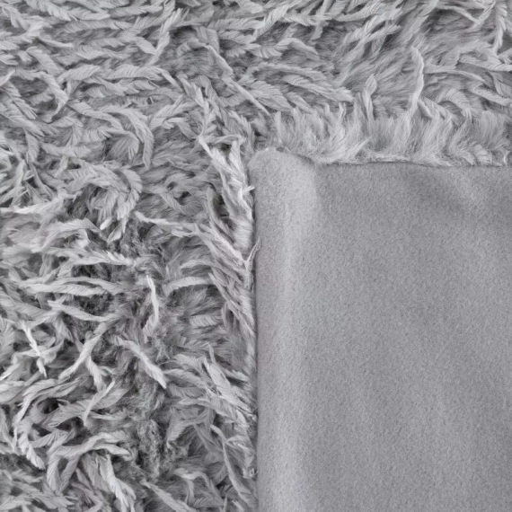 Pătură Adore, cuvertură de pat cu blană, eurodrape, argintie