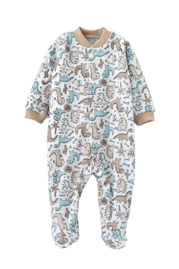 Salopeta pentru bebelusi Martex cu dinozauri - bumbac, confortabil, prins, model dragut