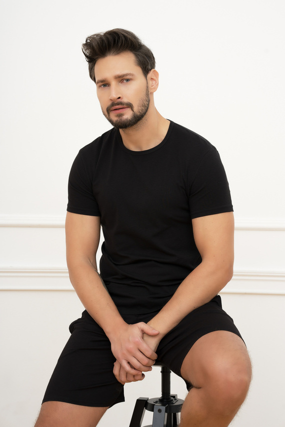 Ikar Tricou cu mânecă scurtă pentru bărbați Italian Fashion - negru 