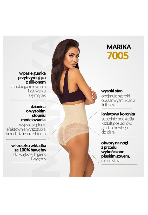 Lapinee 7005 Marika Chiloți modelatori bej cu talie înaltă și efect anti-derapare