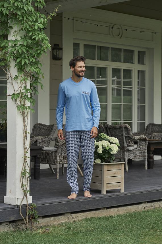 Jaromir Bărbați cu mânecă lungă, pantaloni lungi Italian Fashion - albastru/print