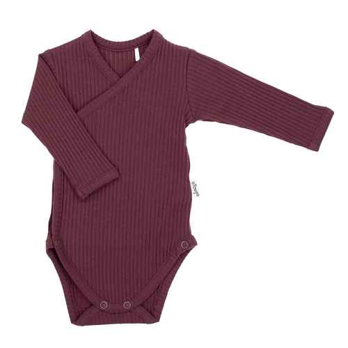 217096 Alisa Body din bumbac Nicol, dungi - maneca lunga, visiniu