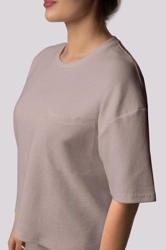 Pijamale confortabile de damă Mona cu mâneci scurte, roz