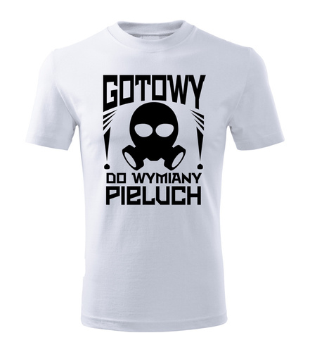 SKU M27 Tricou „Gata să schimbi scutecele” pentru un tânăr tată Moocha alb