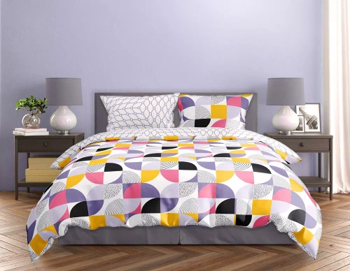 Milargo Verde 008 Lenjerie de pat din satin geometric, gri Faro