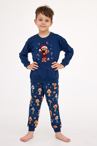 593/173 966/173 Pijamale Dog Cornette pentru băieți – Crăciun, bleumarin, bumbac