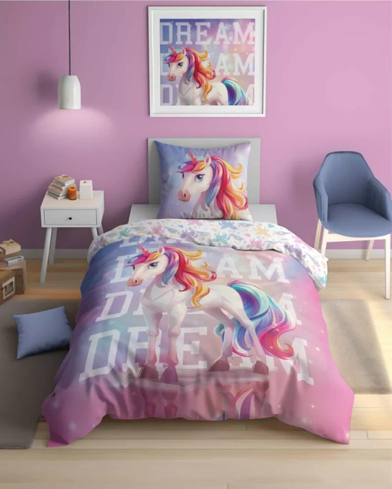 5208 A Fluo 40 Lenjerie de pat din bumbac care strălucește în întuneric Unicorn Detexpol