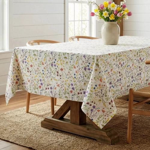 Față de masă ANNA Eurofirany antimurdărire alb-mov flori