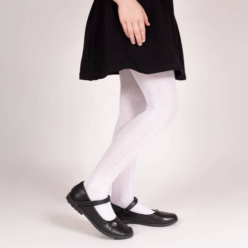 141804 W3 Nicol colanti jacquard - alb