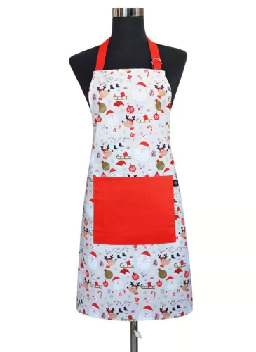 Şorţ de bucătărie Moş Crăciun 60x75 Alb Roşu Moş Crăciun - Bumbac de la Spod Igły i Nitki