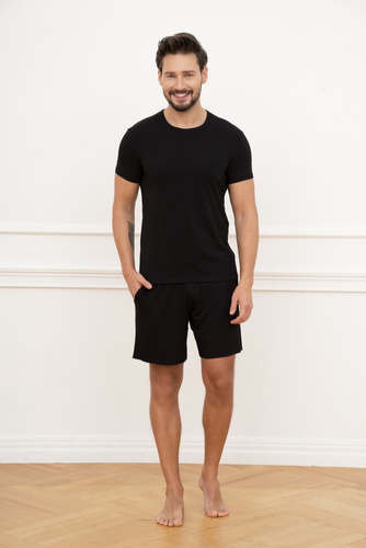 Ikar Tricou cu mânecă scurtă pentru bărbați Italian Fashion - negru 