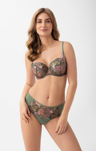 K 939 Delaila sutien moale Gorsenia verde - transparent, brodat, cu arici