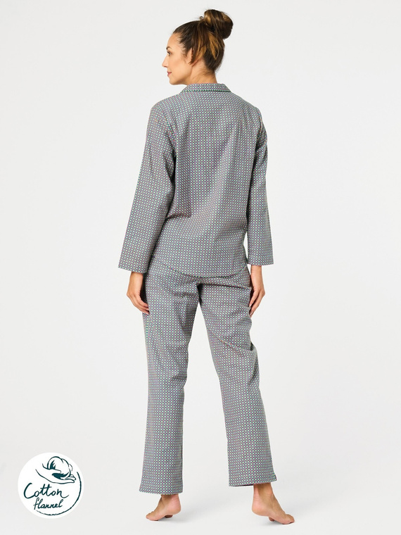 Pijamale de damă LNS 429 cheie picior de găină – bumbac, mânecă lungă, cu nasturi
