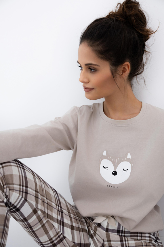 Pijamale Tinsley Sensis pentru femei - bumbac, lungi, în carouri