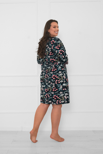 Cămașă de noapte din bumbac cu mânecă 3/4 Lucja - model floral Italian Fashion 