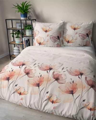 5492 A Detexpol Satin Stories lenjerie de pat din satin roz deschis | 100% bumbac, țesătură din satin, fermoar, ambalaj cadou
