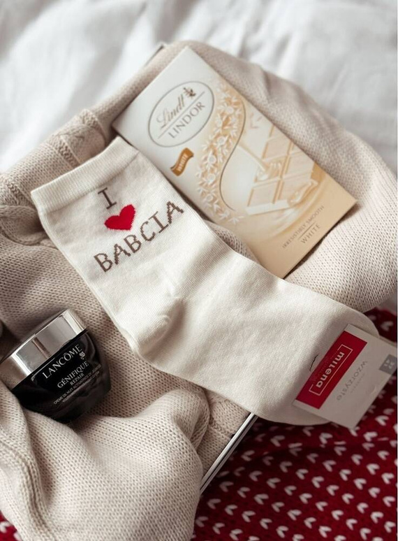 0200-133 Sosete dama I Love Grandma Milena - ecru