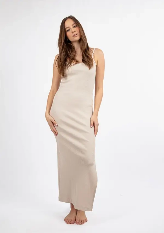 DK-K-P7 Rochie din bumbac DKaren - cappuccino
